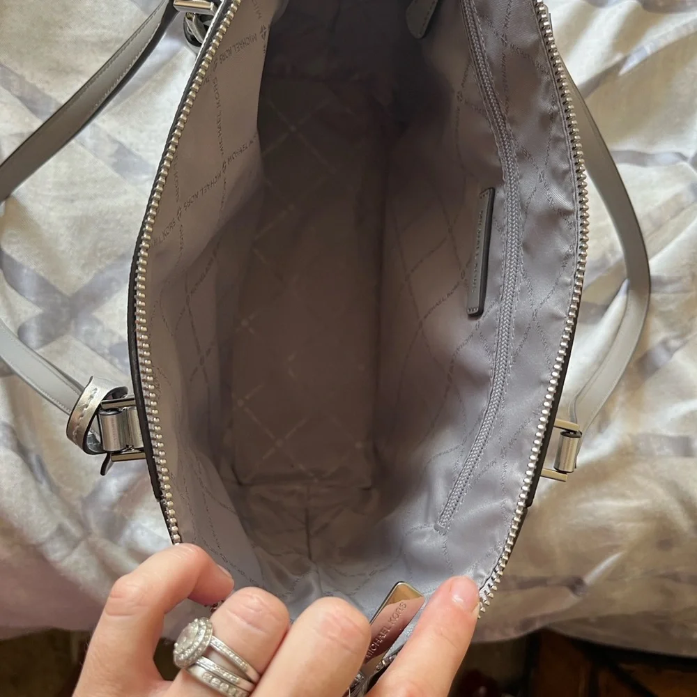 Michael Kors Metallic Silver and Cream Tote - Picture 4 of 4